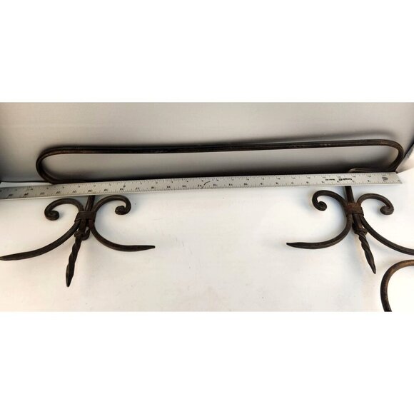 Rustic Metal Towel Bar & Towel Ring Set With Scroll Design For Country Western H - Picture 7 of 10